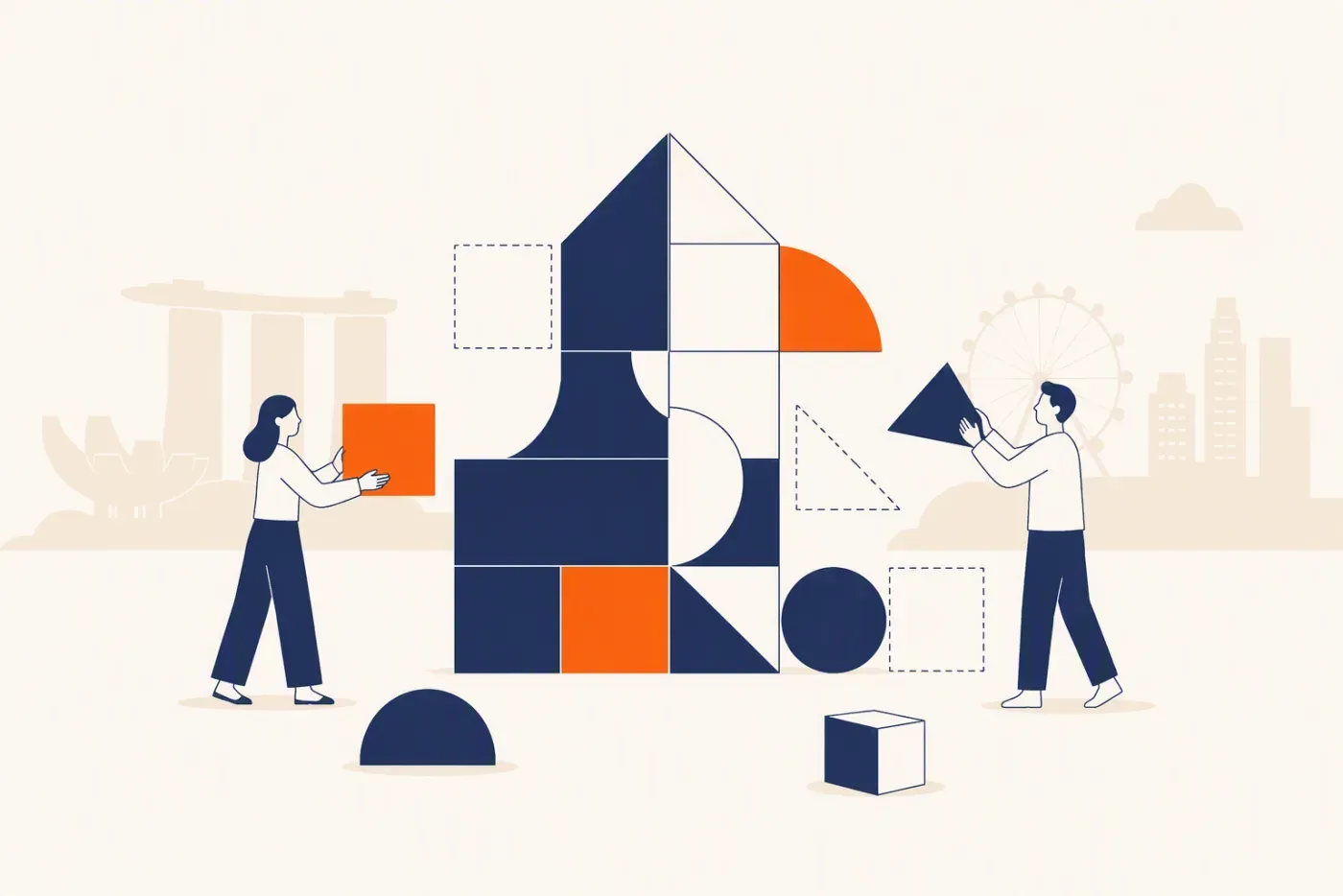 Modular software blocks assembled into a bespoke system, with unused modules deliberately left out