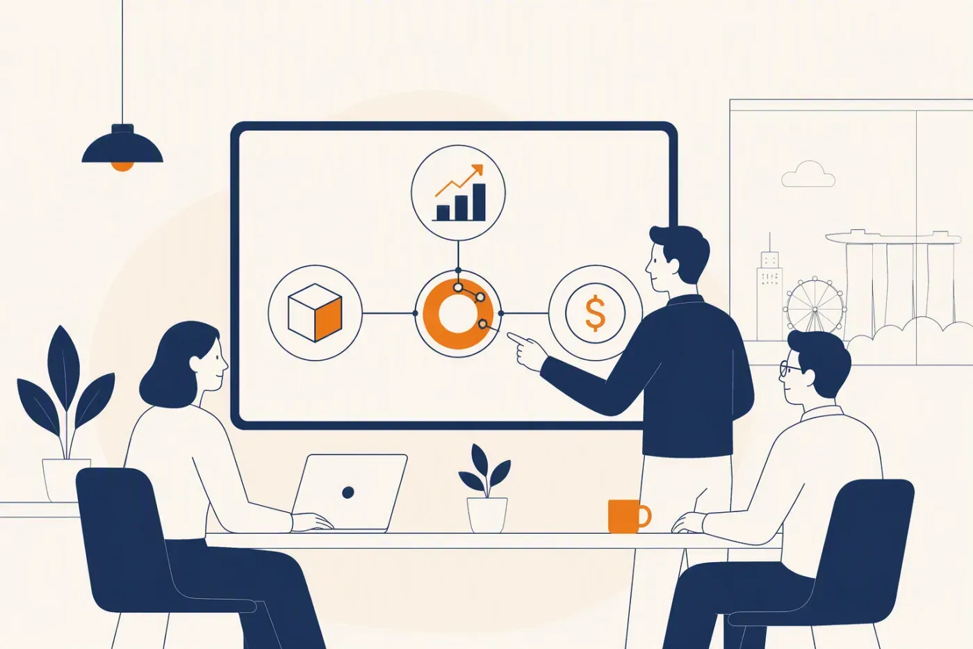 A Singapore SME team working from one connected system covering sales, stock and finance