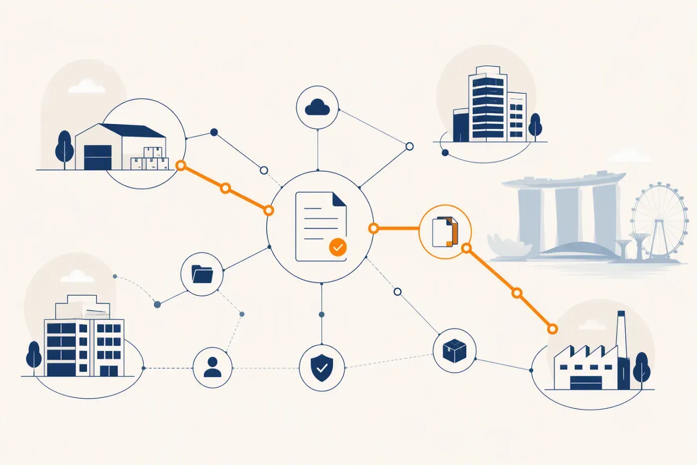 A network routing invoices between businesses on the Peppol standard