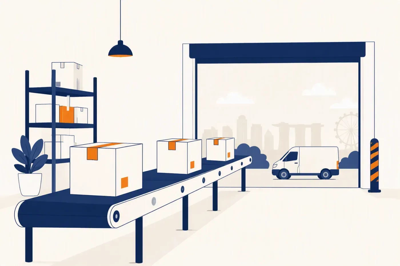 Cartons moving to despatch and onto a delivery vehicle